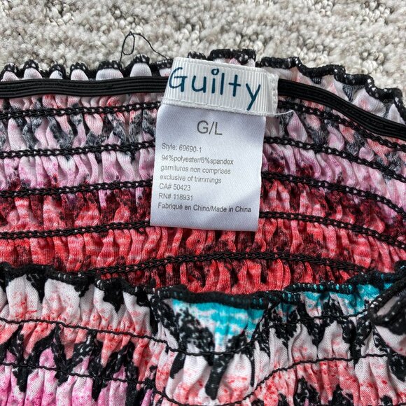 Guilty Women's Mini Tube Top Dress Size Large L Multicolor Colorful Strapless - Picture 4 of 9